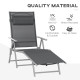 Outsunny Steel Fabric Sun Lounger Outdoor Folding Chaise Lounge Chair Recliner with Portable Design &amp; 7 Adjustable Backrest Posi