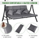 Outsunny 3 Seater Garden Swing Seat Outdoor Swing Chairs Chaise Lounge Padded Seat Hammock Canopy Porch Patio Bench Bed Recliner