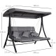 Outsunny 3 Seater Garden Swing Seat Outdoor Swing Chairs Chaise Lounge Padded Seat Hammock Canopy Porch Patio Bench Bed Recliner