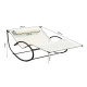 Outsunny Double Sun Lounger, Rocking Lounger Sunbed Daybed with Armrest and Headrest Pillow, for Two, For Outdoor Patio Garden, 