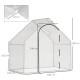 Outsunny Walk-In Greenhouse with Window Roll-Up Door, Portable Garden Grow House with Steel Frame for Vegetable Plant Herb, 180 