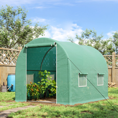 Outsunny 3L x 2W x 2H M Greenhouse  Walk-in Polytunnel Outdoor Garden Flower Vegetable Planter 25mm Diameter Galvanised Steel Fr