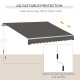 Outsunny Awning Canopy Manual Retractable Porch Sun Shade Shelter 3 x 2m Grey