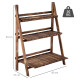 Outsunny Wooden Folding Flower Pot Stand 3 Tier Garden Planter Display Ladder Gardener Storage Shelves Rack Herb Holder (80L x 3