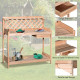 Outsunny Wooden Garden Potting Table with Drawer Flower Plant Work Bench Workstation Tool Storage Shelves Outdoor Grid