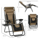 Outsunny Zero Gravity Chair, Folding Recliner, Patio Sun Lounger with Cup Holder, Adjustable Backrest, Padded Pillow for Outdoor