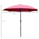 Outsunny 2.7M Garden Parasol Umbrella with Glass Fibre Ribs and Aluminium Frame, Tilting Sun Shade Shelter Canopy, Wine Red