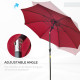 Outsunny 2.7M Garden Parasol Umbrella with Glass Fibre Ribs and Aluminium Frame, Tilting Sun Shade Shelter Canopy, Wine Red