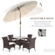 Outsunny 2.5m Shanghai Garden Parasol Umbrella with Crank &amp; Tilt, Adjustable Outdoor Sun Shade, Off-White