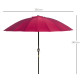 Outsunny 2.5m Shanghai Garden Parasol Umbrella with Crank &amp; Tilt, Adjustable Outdoor Sun Shade, Red