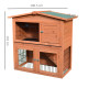 PawHut Rabbit Hutch Outdoor Guinea Pig Hutch 2-Tier Bunny Cage with No-Leak Tray 100.5 x 55 x 101 cm