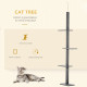 PawHut 260cm Floor To Ceiling Cat Tree for Indoor Cats w/ Three Platforms Activity Centre - Grey