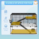 PawHut 3 Tiers Hamster Cage, Gerbil Cage with Deep Glass Bottom, Non-Slip Ramps, Platforms, Hut, Exercise Wheels, Water Bottle, 