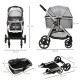 PawHut 3 in 1 One-Click Foldable Pet Stroller, Detachable Dog Cat Travel Pushchair, Car Seat w/ EVA Wheels, Basket, Adjustable C