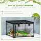 PawHut Glass Reptile Terrarium Insect Breeding Tank Vivarium Habitats with Thermometer for Lizards, Horned Frogs, Snakes, Spider