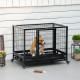 PawHut 38&quot; Heavy Duty Metal Dog Crate Pet Cage with Tray Wheeled Dog Kennel - Black (Medium)