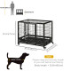 PawHut 38&quot; Heavy Duty Metal Dog Crate Pet Cage with Tray Wheeled Dog Kennel - Black (Medium)