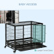 PawHut 38&quot; Heavy Duty Metal Dog Crate Pet Cage with Tray Wheeled Dog Kennel - Black (Medium)