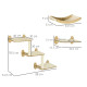 PawHut 3PCs Wall-Mounted Cat Shelves, with Jumping Platforms, Hammock, Scratching Post - Oak Tone