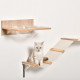 PawHut 4PCs Wall-mounted Cats Climbing Shelf Set Cat Tree Kitten Perch Activity Center with Hammock Scratching Post Jumping Plat