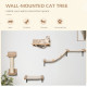 PawHut 4PCs Wall-mounted Cats Climbing Shelf Set Cat Tree Kitten Perch Activity Center with Hammock Scratching Post Jumping Plat