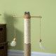 PawHut Cat Tree, with Scratching Post, Turntable Toy Ball - Natural Finish