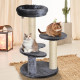 PawHut 65cm Cat Tree, Cat Tower for Kittens, Small Cat Condo with Sisal Scratching Posts, Hanging Rope, Perches - Grey