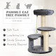 PawHut 65cm Cat Tree, Cat Tower for Kittens, Small Cat Condo with Sisal Scratching Posts, Hanging Rope, Perches - Grey