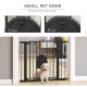 PawHut Dog Gate with Cat Flap Pet Safety Gate Barrier, Stair Pressure Fit, Auto Close, Double Locking, for Doorways, Hallways, 7