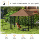 PawHut Outdoor Dog Kennel Puppy Play Pen with Canopy Garden Playpen Fence Crate Enclosure Cage Rotating Bowl 141 x 141 x 151 cm