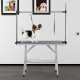 PawHut 42&quot; Dog Grooming Table Adjustable Pet Cat Drying Beauty Table Rubber Top with 2 Loops Storage Basket Metal Black