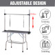 PawHut 42&quot; Dog Grooming Table Adjustable Pet Cat Drying Beauty Table Rubber Top with 2 Loops Storage Basket Metal Black