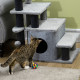 PawHut Adjustable Cat Steps, with House &amp; Hanging Toy Ball - Grey