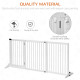 PawHut Adjustable Wooden Pet Gate Freestanding Dog Barrier Fence Doorway 3 Panels Safety Gate w/ Lockable Door White 71H x 113-1