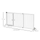 PawHut Adjustable Wooden Pet Gate Freestanding Dog Barrier Fence Doorway 3 Panels Safety Gate w/ Lockable Door White 71H x 113-1