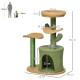 PawHut Multi Level Cat Tree, with Scratching Post, Toy Ball, Cat House, Bed - Green