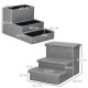 PawHut 3 Steps Pet Stairs, with Storage Boxes, for Bed, Couches - Grey