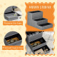 PawHut 3 Steps Pet Stairs, with Storage Boxes, for Bed, Couches - Grey