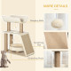 PawHut Cat Tree Tower, with Scratching Posts, Pad, Bed, Perch, Toy Ball - Light Brown