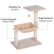 PawHut Cat Scratch Post with Bed Cat Tree for Indoor Cats Sisal Scratching Posts Hammock Kitty Activity Centre Beige