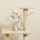 PawHut Cat Tree for Indoor Cats 135cm Cat Tower Scratching Post Kitty Scratcher Climbing Tower with Ladder, Beige