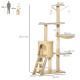 PawHut Cat Tree for Indoor Cats 135cm Cat Tower Scratching Post Kitty Scratcher Climbing Tower with Ladder, Beige