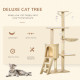 PawHut Cat Tree for Indoor Cats 135cm Cat Tower Scratching Post Kitty Scratcher Climbing Tower with Ladder, Beige