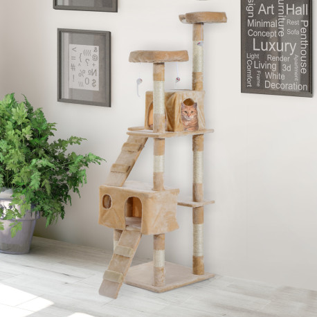 PawHut Cat Tree Scratching House, Activity Play Centre