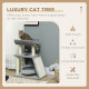 PawHut Cat Tree Tower, with Scratching Posts, Pad, Bed, Perch, Toy Ball - Light Grey