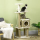 PawHut Cat Tree, with Scratching Post, Cat House &amp; Hanging Toy Ball - Beige