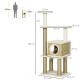 PawHut Cat Tree, with Scratching Post, Cat House &amp; Hanging Toy Ball - Beige