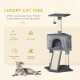 PawHut Corner Cat Tree for Indoor Cats, Kitten Tower with Scratching Post House Ladder Toy - Grey