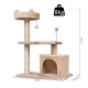 PawHut Multi Level Cat Tree for Indoor Cats with Scratching Post Bed Condo Perch, Kitten Climbing Tower, Beige 60L x 40W x 81H c