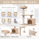 PawHut Multi Level Cat Tree for Indoor Cats with Scratching Post Bed Condo Perch, Kitten Climbing Tower, Beige 60L x 40W x 81H c